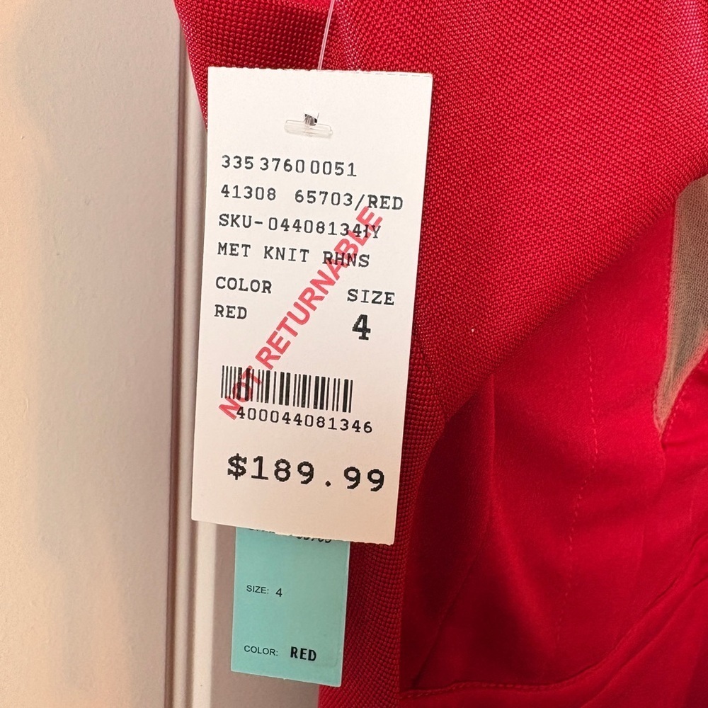Camille La Vie Red Gown with Silver Rhinestone Belt NWT size 4 - Picture 5 of 6